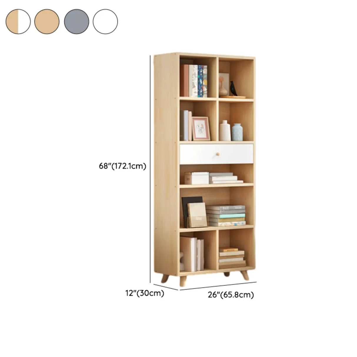 Modern Closed Wooden Cabinets Narrow Storage Bookcases Image - 30
