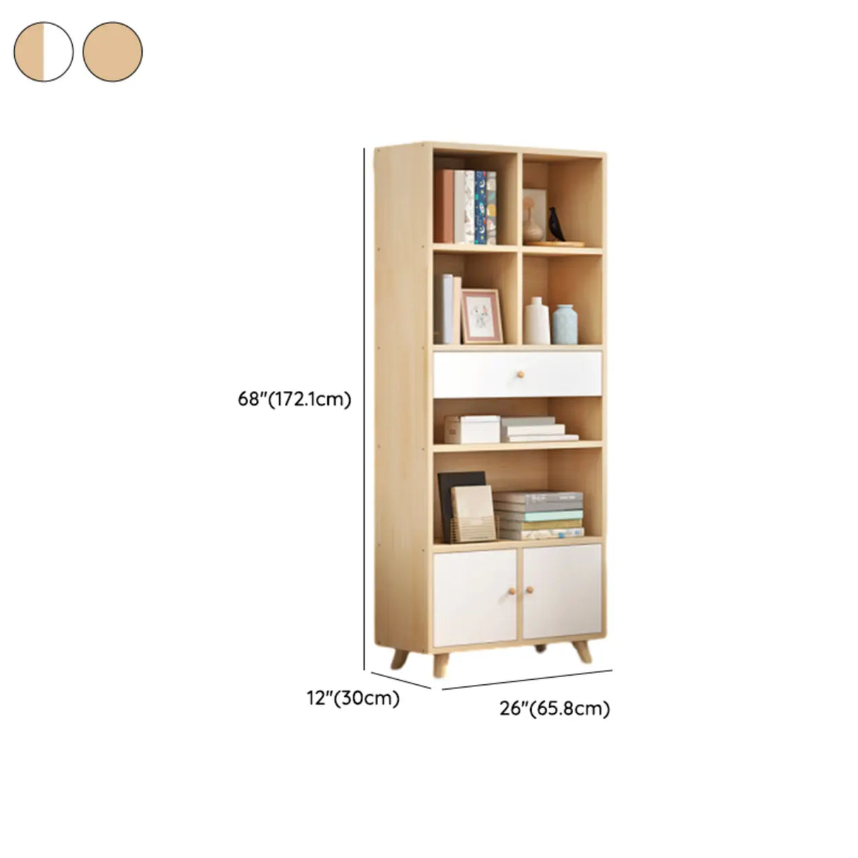 Modern Closed Wooden Cabinets Narrow Storage Bookcases Image - 31