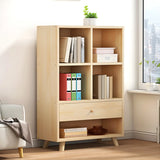 Modern Closed Wooden Cabinets Narrow Storage Bookcases Image - 4