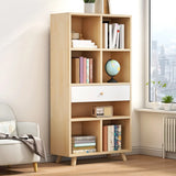 Modern Closed Wooden Cabinets Narrow Storage Bookcases Image - 5