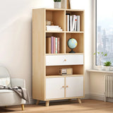 Modern Closed Wooden Cabinets Narrow Storage Bookcases Image - 9