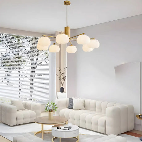 Modern Cloud Round Drum Living Room Pendant Chandelier Image - 2