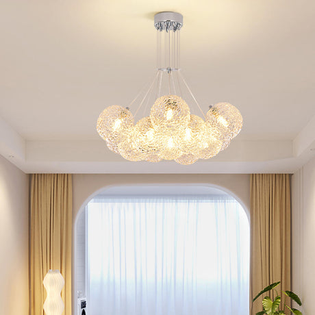 Modern Cluster Ball Clear Glass Pendant Light Chandelier Image - 1