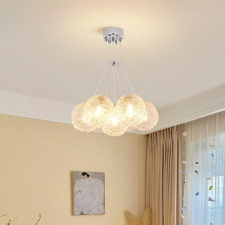 Modern Cluster Ball Clear Glass Pendant Light Chandelier Image - 2
