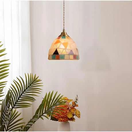 Modern Coastal Shell Pattern Dome Living Room Pendant Light Image - 1