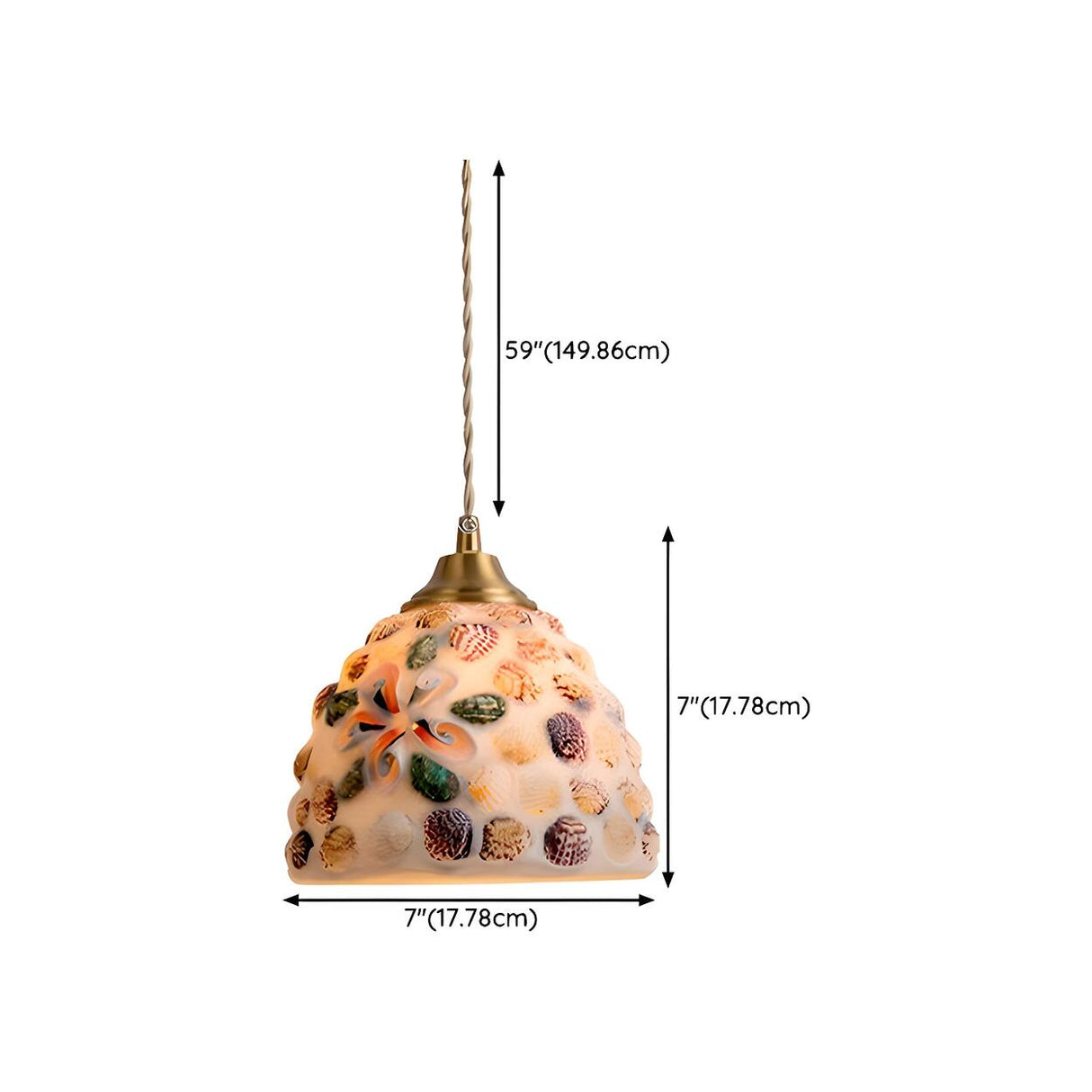 Modern Coastal Shell Pattern Dome Living Room Pendant Light 