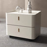 Modern Coffee Leather Nightstand with Dual Storage Drawers Image - 2