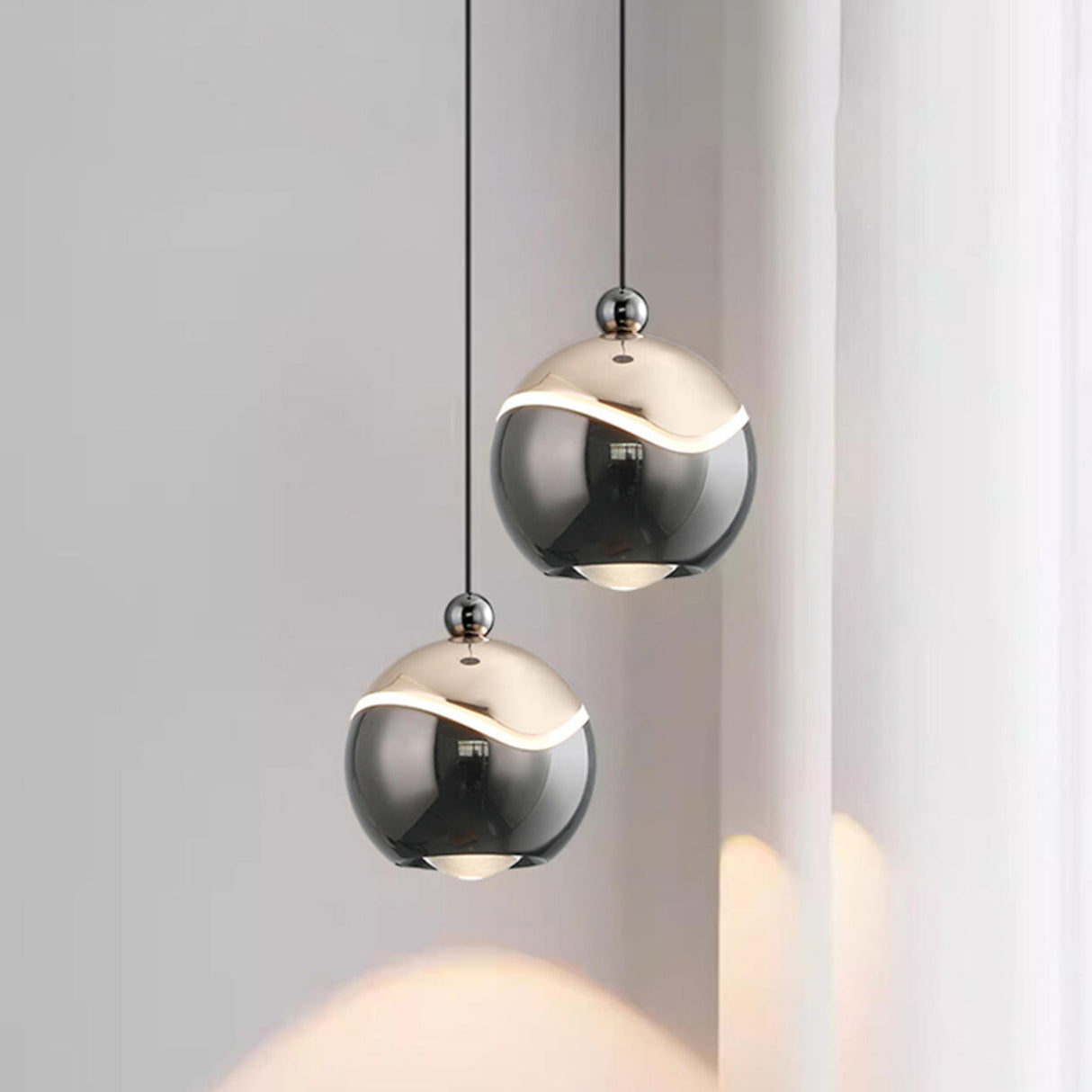 Modern Colorful Clear Acrylic Globe LED Pendant Light Image - 3