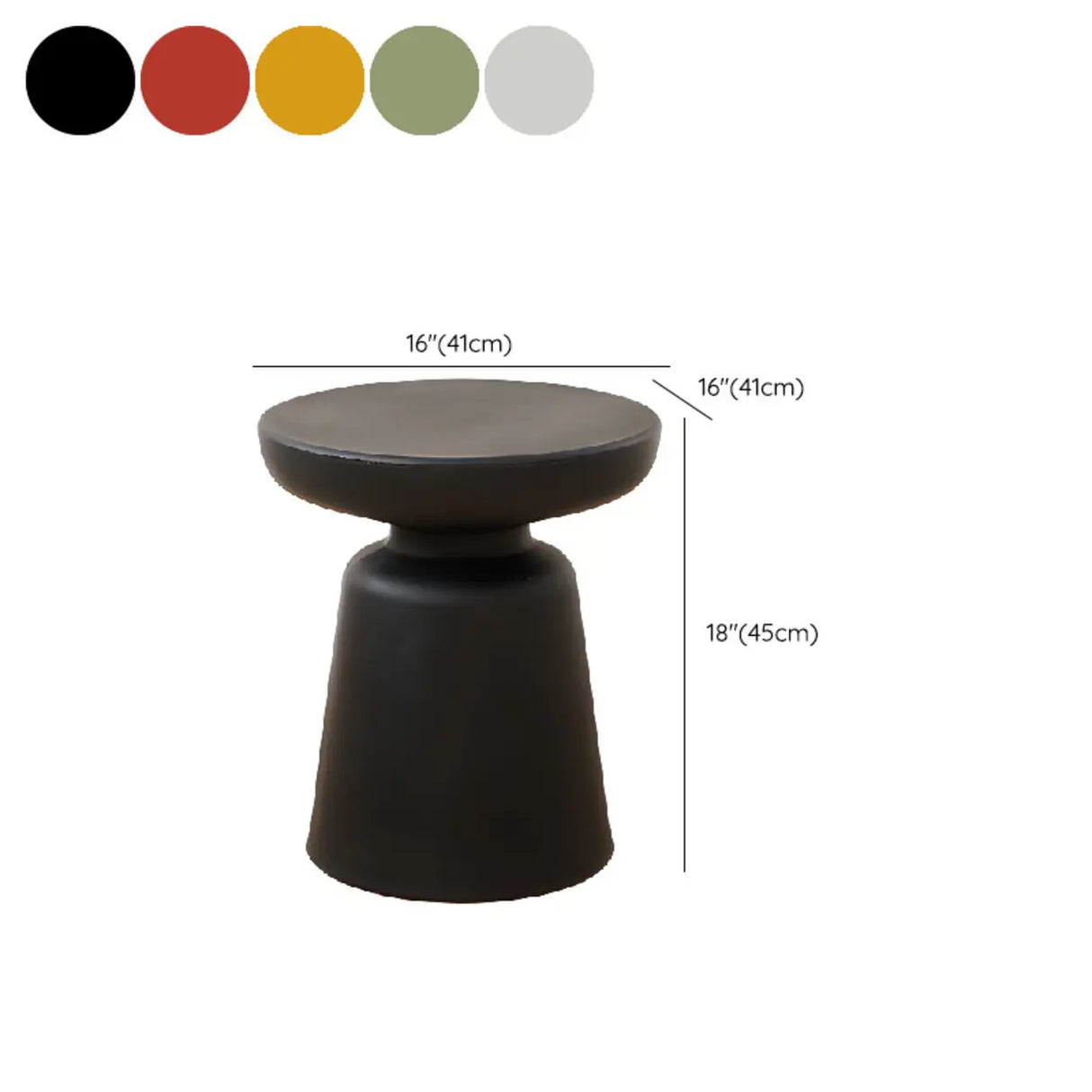 Modern Colorful Minimalist Red Drum Wood Round Side Table 