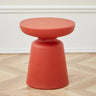 Modern Colorful Minimalist Red Drum Wood Round Side Table Image - 4
