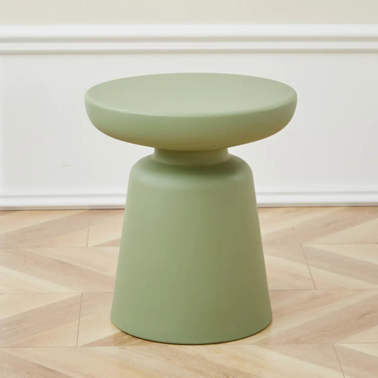 Modern Colorful Minimalist Red Drum Wood Round Side Table Image - 9