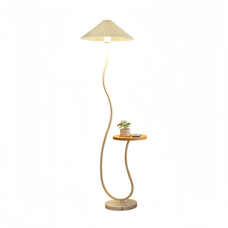 Modern Cone and Curved Floor Lamp with Side Table