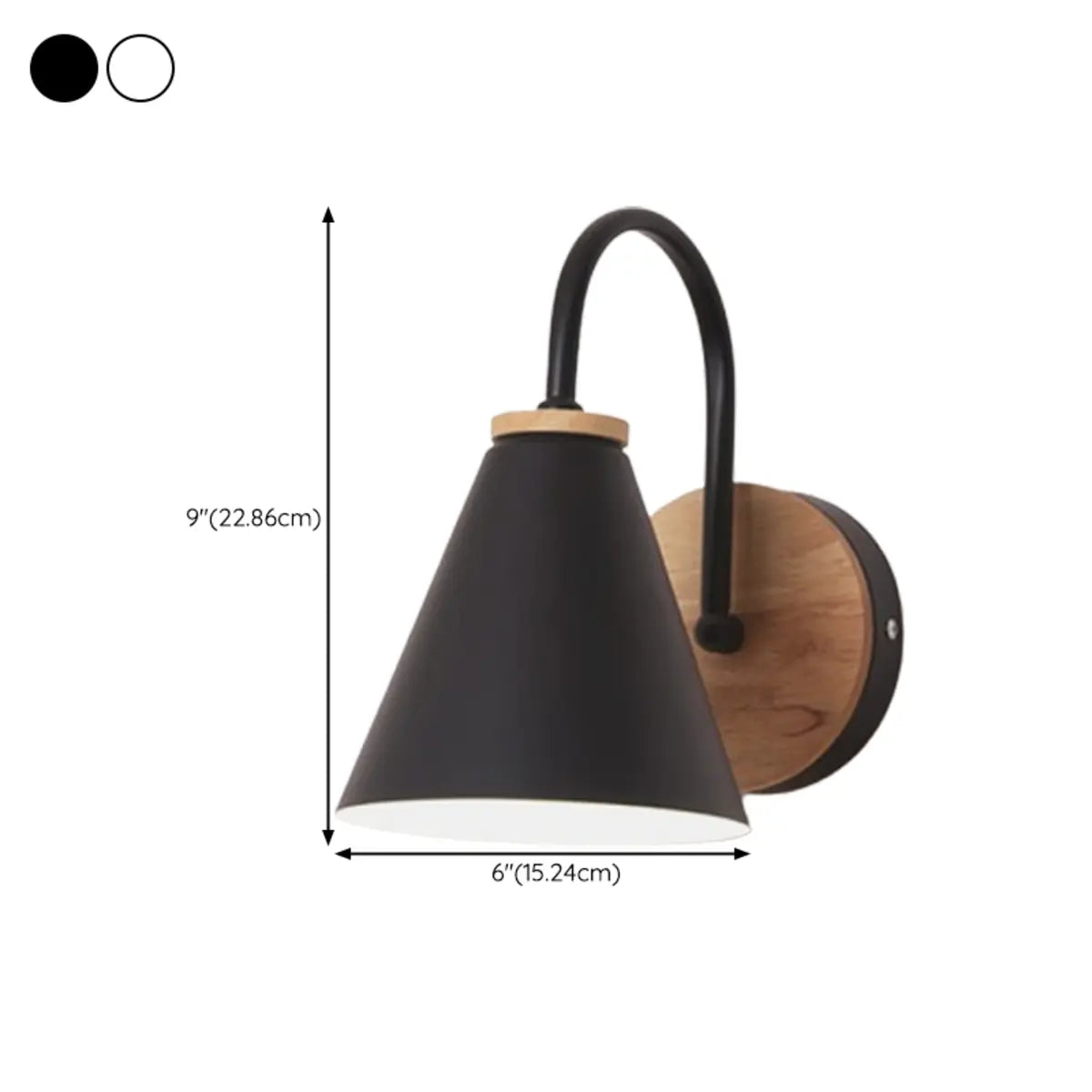 Modern Cone Iron Shade Downlight Small Wall Light Black 
