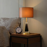 Modern Conical Crystal Base Barrel Shade Table Lamp Image - 4