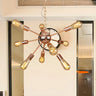 Retro Copper Sputnik Exposed Bulbs Starburst Chandelier Image - 11