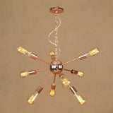 Retro Copper Sputnik Exposed Bulbs Starburst Chandelier Image - 13