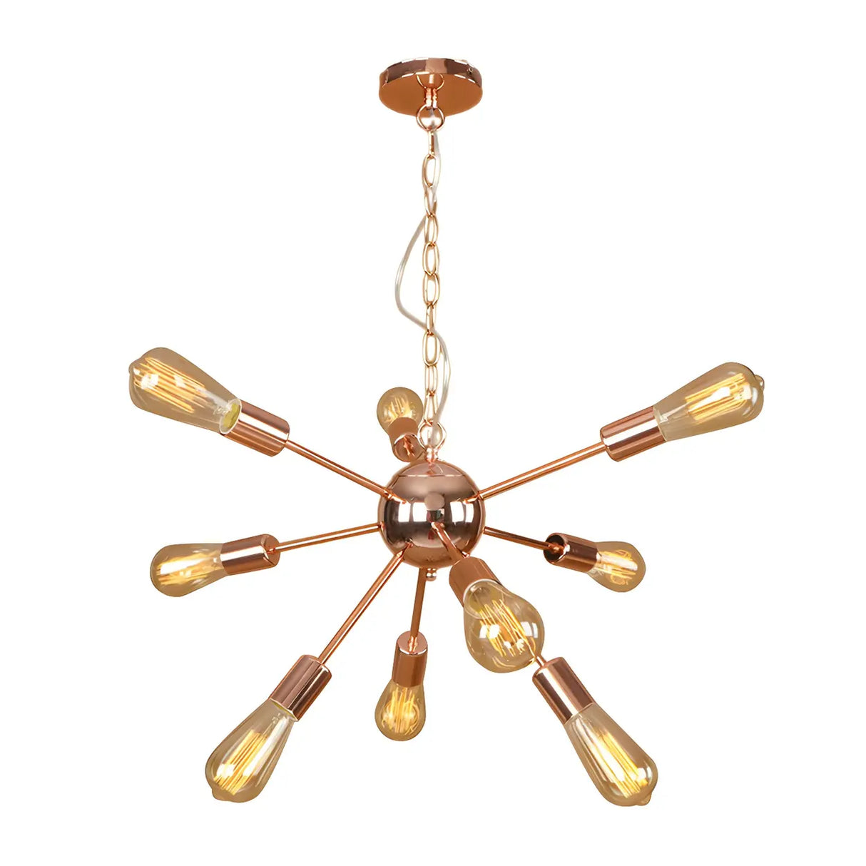 Retro Copper Sputnik Exposed Bulbs Starburst Chandelier Image - 14