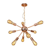 Retro Copper Sputnik Exposed Bulbs Starburst Chandelier Image - 14