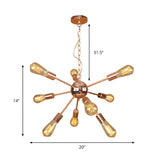 Retro Copper Sputnik Exposed Bulbs Starburst Chandelier Image - 15