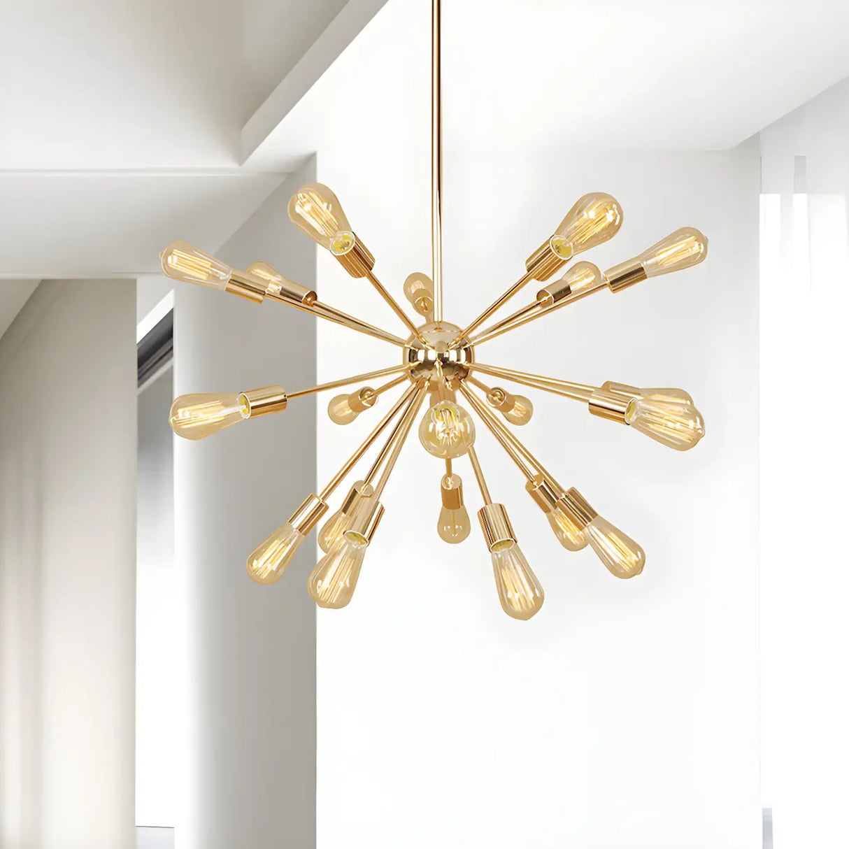 Retro Copper Sputnik Exposed Bulbs Starburst Chandelier Image - 17