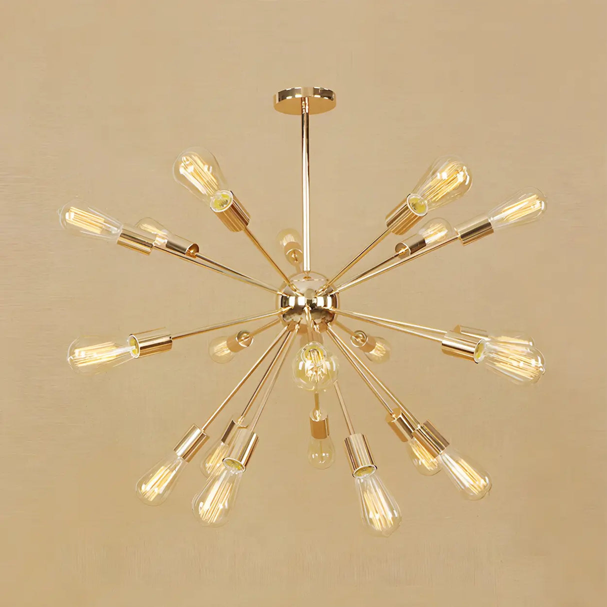 Retro Copper Sputnik Exposed Bulbs Starburst Chandelier Image - 18