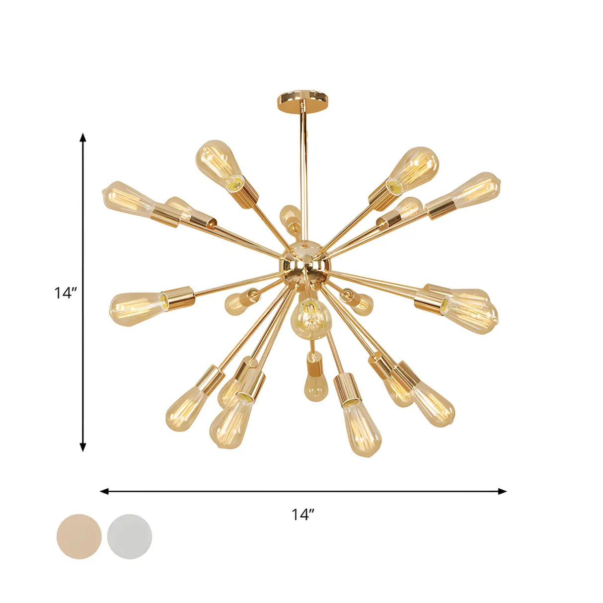Retro Copper Sputnik Exposed Bulbs Starburst Chandelier Image - 20