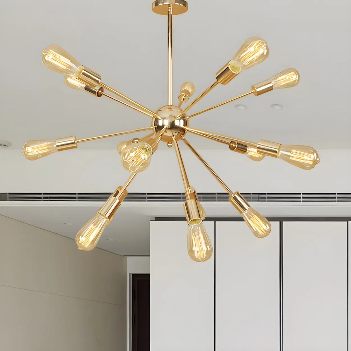 Retro Copper Sputnik Exposed Bulbs Starburst Chandelier Image - 21