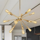 Retro Copper Sputnik Exposed Bulbs Starburst Chandelier Image - 22