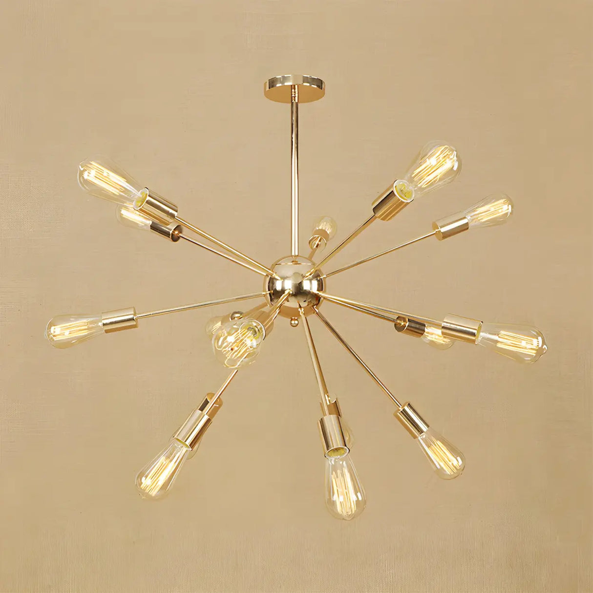 Retro Copper Sputnik Exposed Bulbs Starburst Chandelier Image - 23