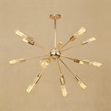 Retro Copper Sputnik Exposed Bulbs Starburst Chandelier Image - 23
