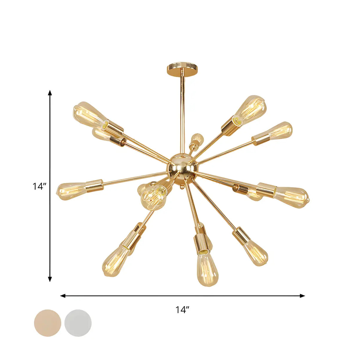 Retro Copper Sputnik Exposed Bulbs Starburst Chandelier Image - 25