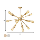 Retro Copper Sputnik Exposed Bulbs Starburst Chandelier Image - 25