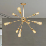 Retro Copper Sputnik Exposed Bulbs Starburst Chandelier Image - 26