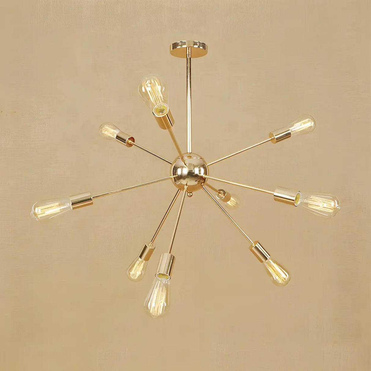 Retro Copper Sputnik Exposed Bulbs Starburst Chandelier Image - 28