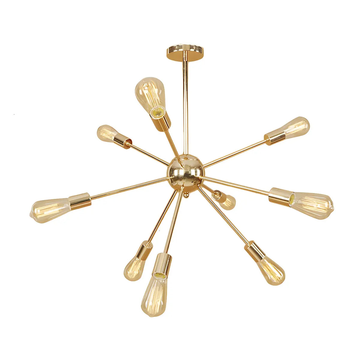 Retro Copper Sputnik Exposed Bulbs Starburst Chandelier Image - 29