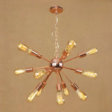 Retro Copper Sputnik Exposed Bulbs Starburst Chandelier Image - 3