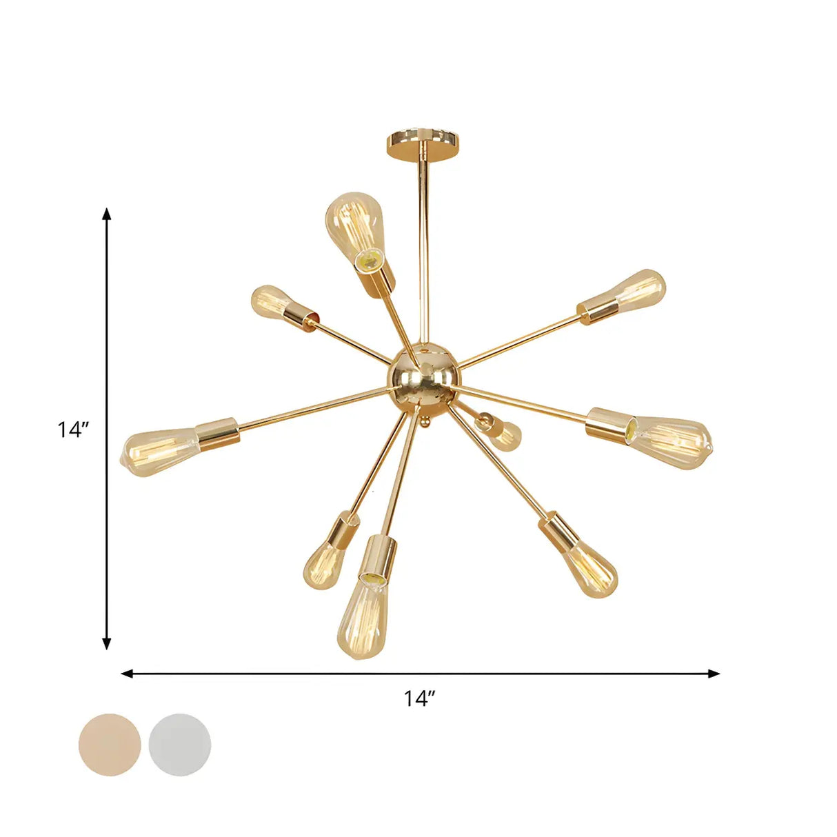 Retro Copper Sputnik Exposed Bulbs Starburst Chandelier Image - 30