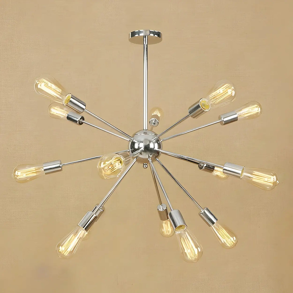 Retro Copper Sputnik Exposed Bulbs Starburst Chandelier Image - 31