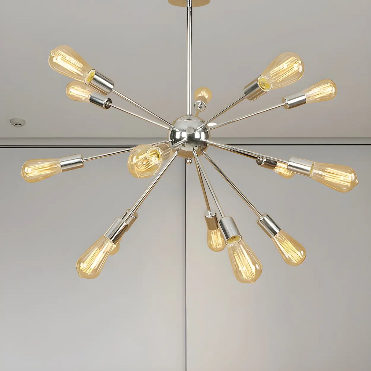 Retro Copper Sputnik Exposed Bulbs Starburst Chandelier Image - 32