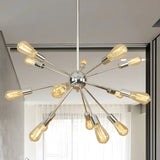 Retro Copper Sputnik Exposed Bulbs Starburst Chandelier Image - 33