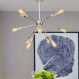 Retro Copper Sputnik Exposed Bulbs Starburst Chandelier Image - 35