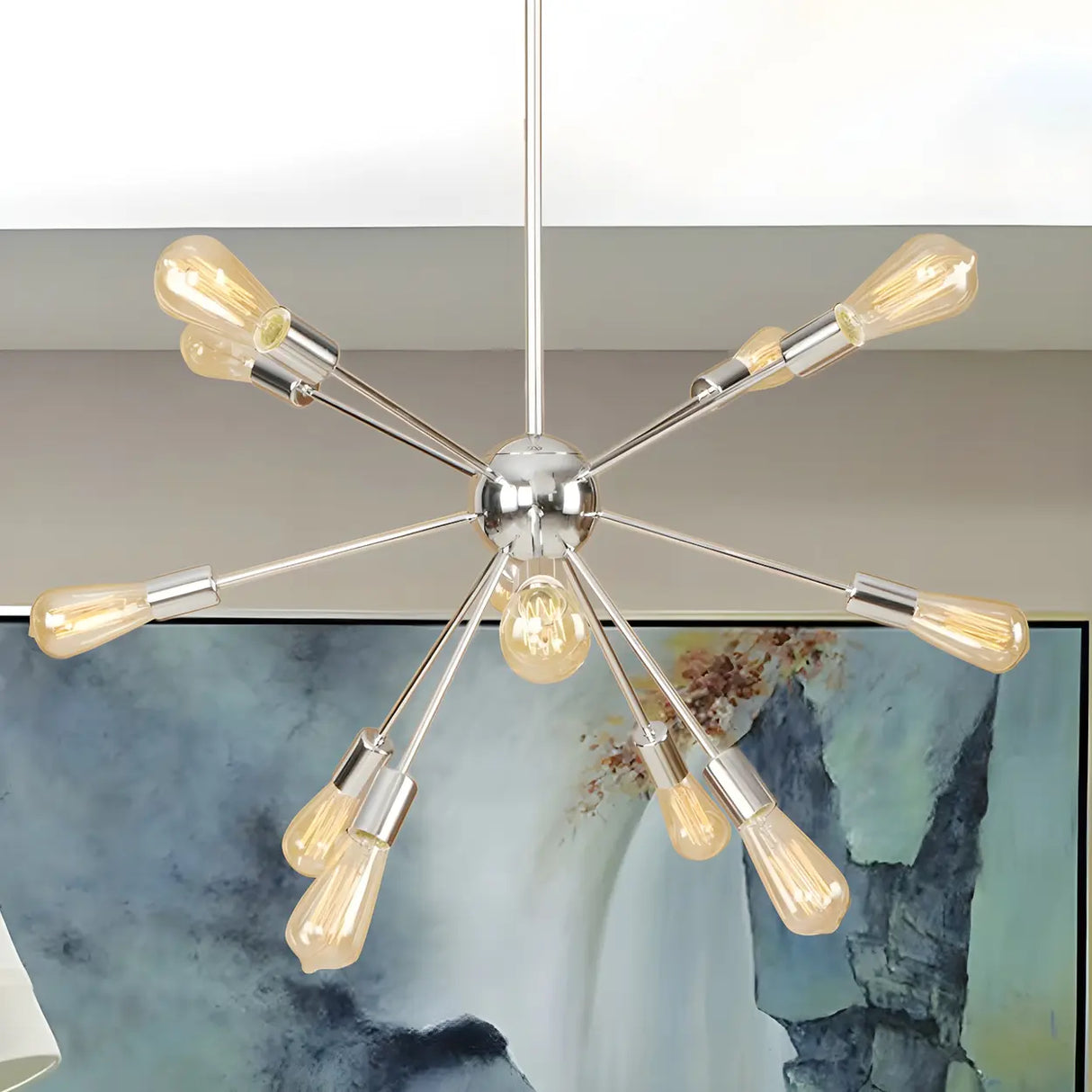 Retro Copper Sputnik Exposed Bulbs Starburst Chandelier Image - 36