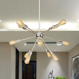 Retro Copper Sputnik Exposed Bulbs Starburst Chandelier Image - 37
