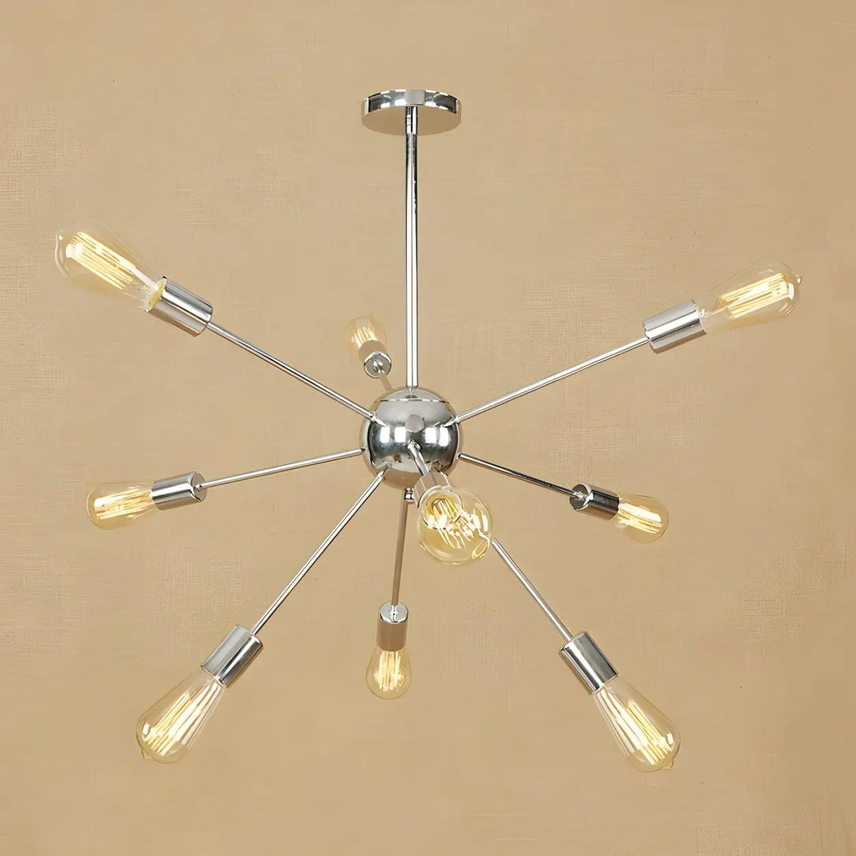 Retro Copper Sputnik Exposed Bulbs Starburst Chandelier Image - 39