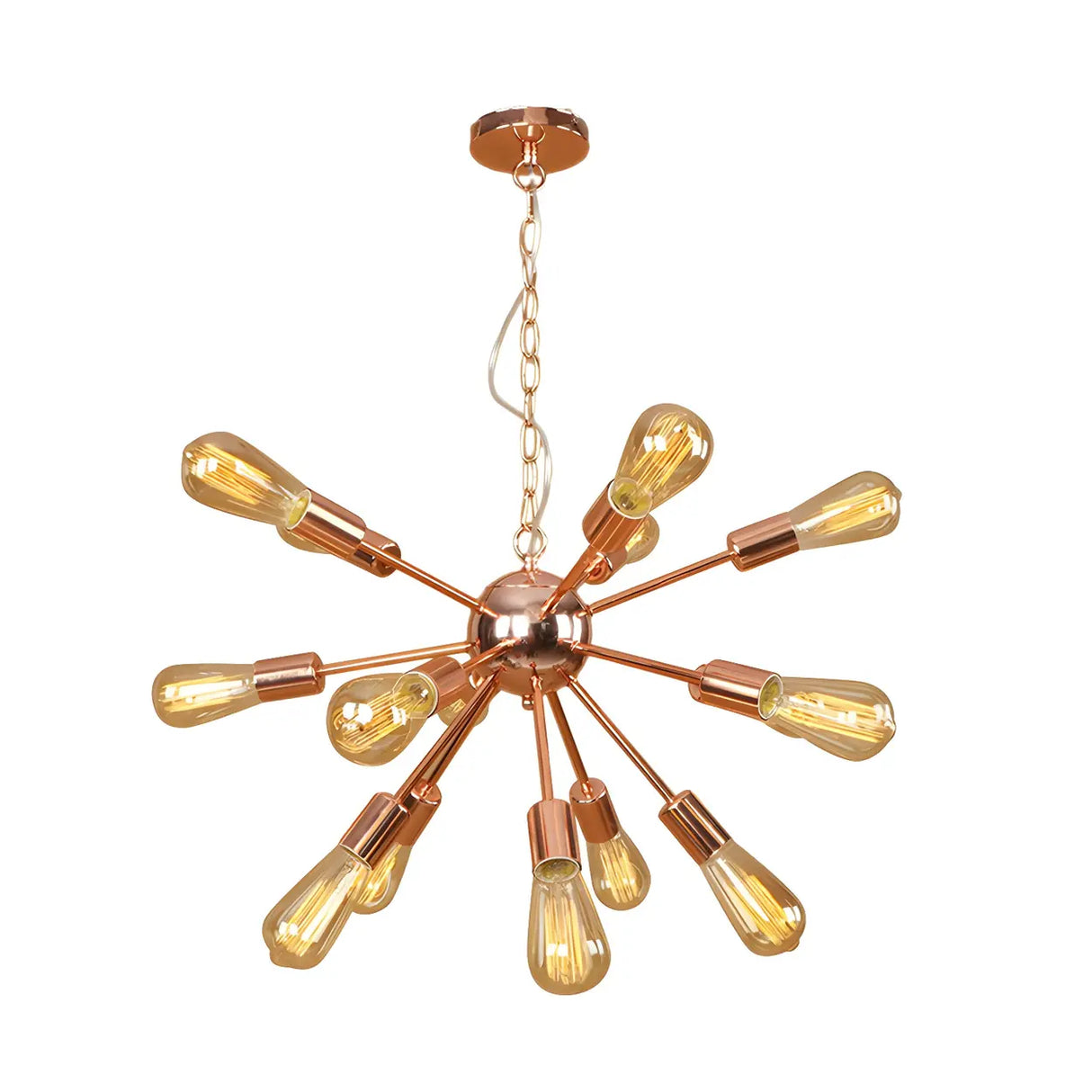 Retro Copper Sputnik Exposed Bulbs Starburst Chandelier Image - 4