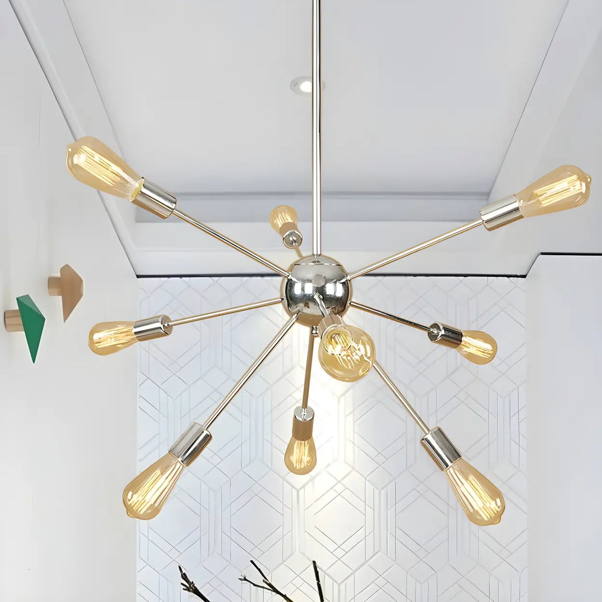 Retro Copper Sputnik Exposed Bulbs Starburst Chandelier Image - 40