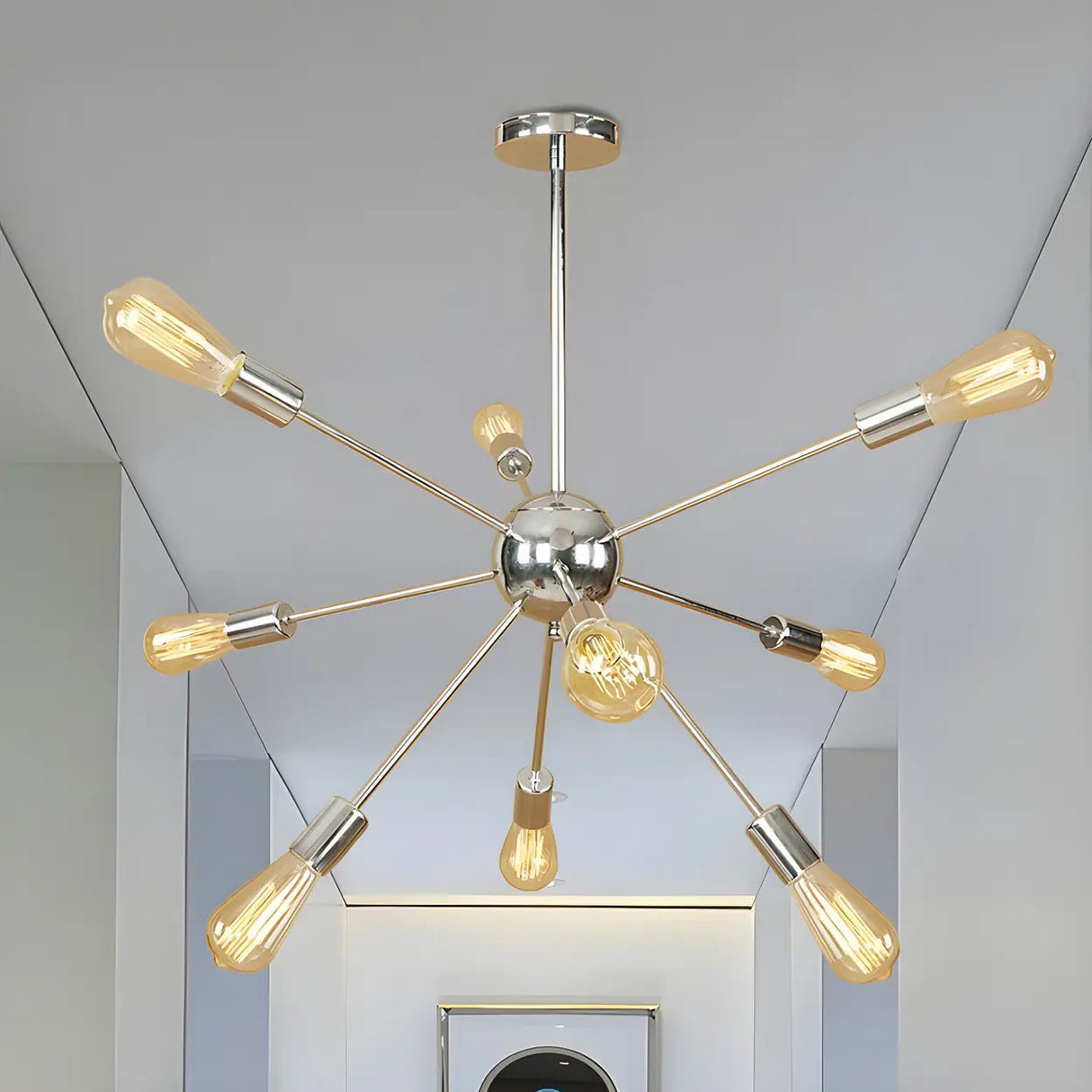 Retro Copper Sputnik Exposed Bulbs Starburst Chandelier Image - 41