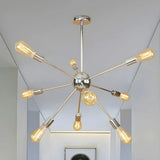 Retro Copper Sputnik Exposed Bulbs Starburst Chandelier Image - 41
