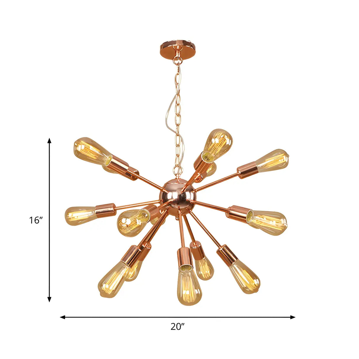Retro Copper Sputnik Exposed Bulbs Starburst Chandelier Image - 5