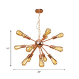 Retro Copper Sputnik Exposed Bulbs Starburst Chandelier Image - 5